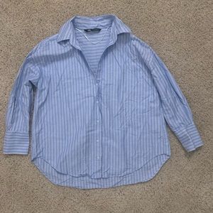 Zara button down stripe oversized long sleeve